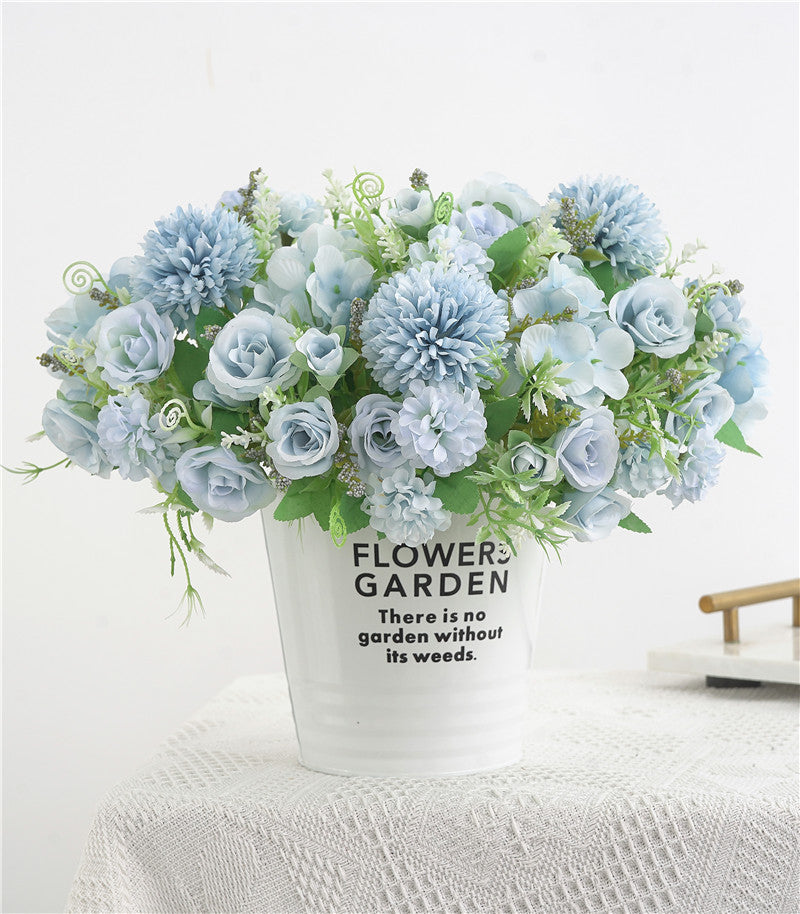 Bouquet de fleurs artificielles en vrac de 12 pouces, buisson de pivoines, buisson de chrysanthèmes, bouquet floral mixte, vente en gros de fleurs en soie