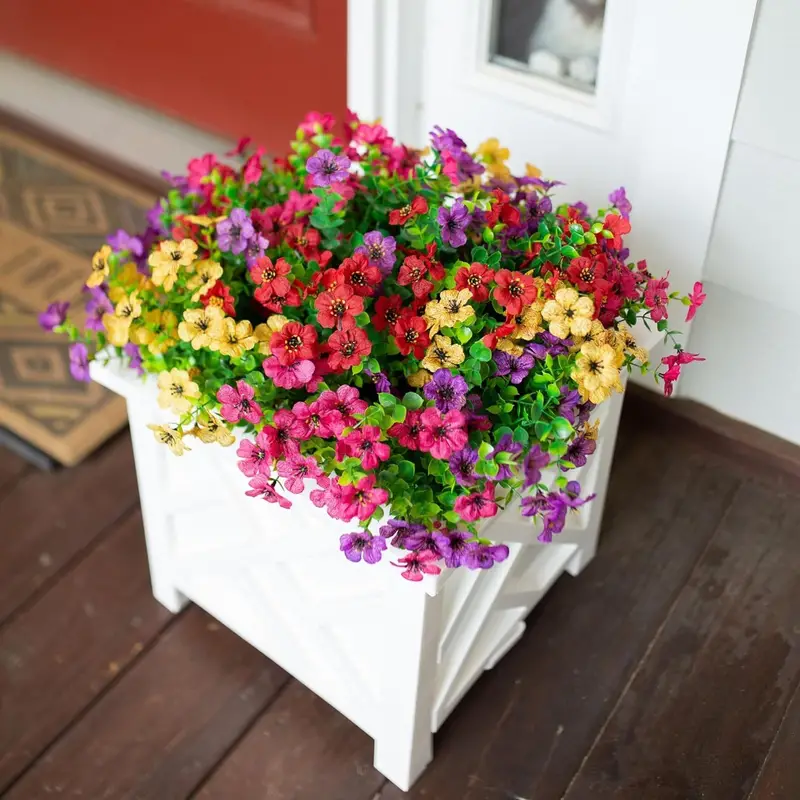 Bulk 20 Bundles Artificial Flowers for Outdoor Fake Plants Spring Fall Decorations for Home Wholesale