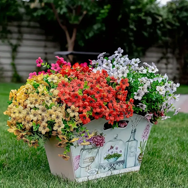 Bulk 20 Bundles Artificial Flowers for Outdoor Fake Plants Spring Fall Decorations for Home Wholesale