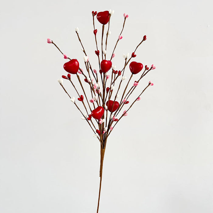 Bulk 20Pcs Valentines Day Decor Artificial Flowers Picks Berry Stems Gifts with Red Heart for Centerpieces Wholesale