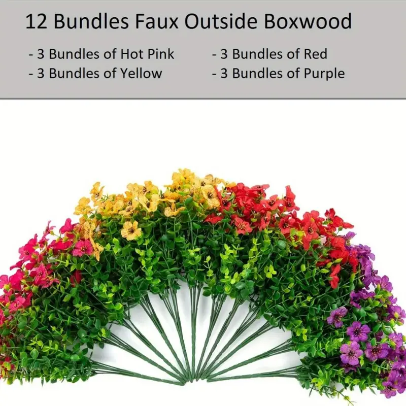 Bulk 20 Bundles Artificial Flowers for Outdoor Fake Plants Spring Fall Decorations for Home Wholesale