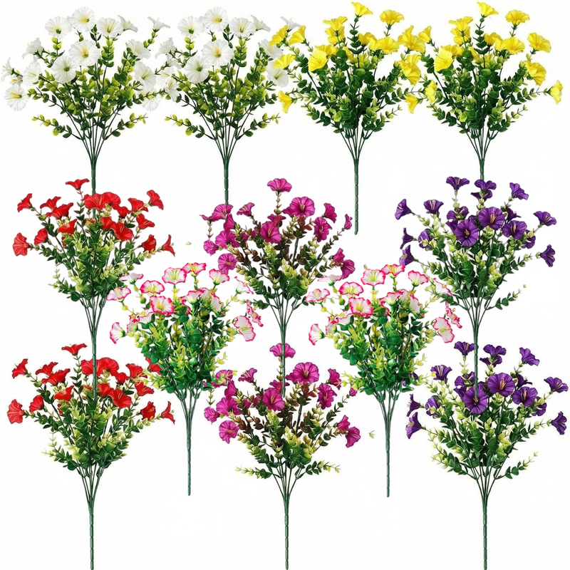 fake plants for trellis Bulk 12pcs UV Resistant Artificial Morning Glory Flowers