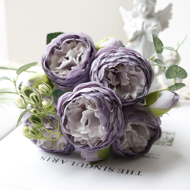 Bulk 12" Peonies Bush with Buds Silk Floral Arrangement Wholesale