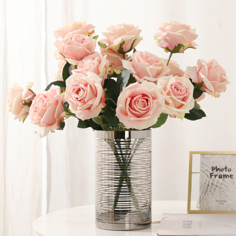 Bulk 17 inches Tall Roses Bush Bouquet Faux Silk Rose Flowers Wholesal ...