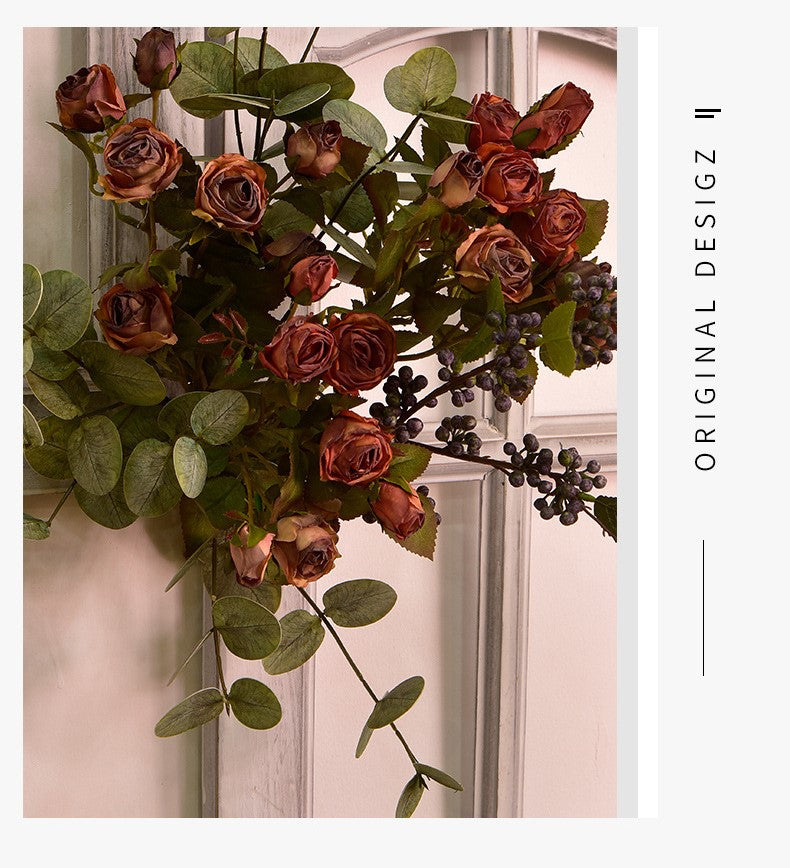 A granel 16 "tallos de rosas quemadas flores de seda artificiales al por mayor 