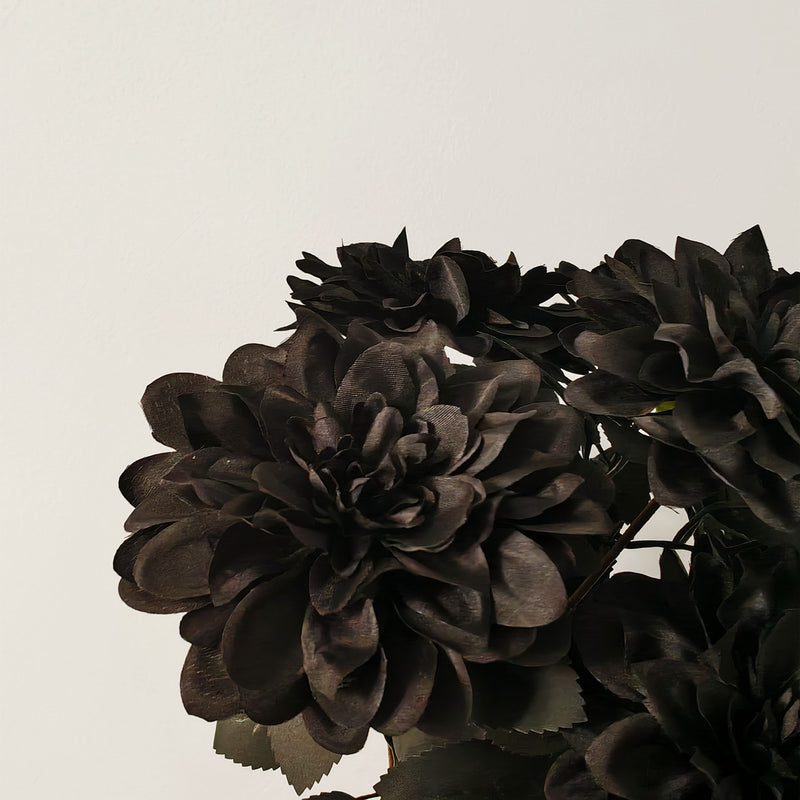 Bulk 14" Artificial Black Dahlia Flower Bush Halloween Decoration Wholesale