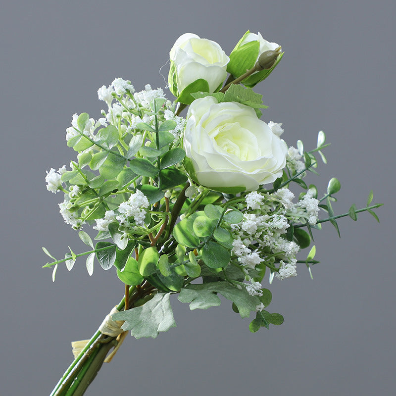 Artificial Dewy Lotus & Baby's Breath Bouquet, Faux Silk-Like Fabric Wedding Bouquet, Home & Photography Decor
