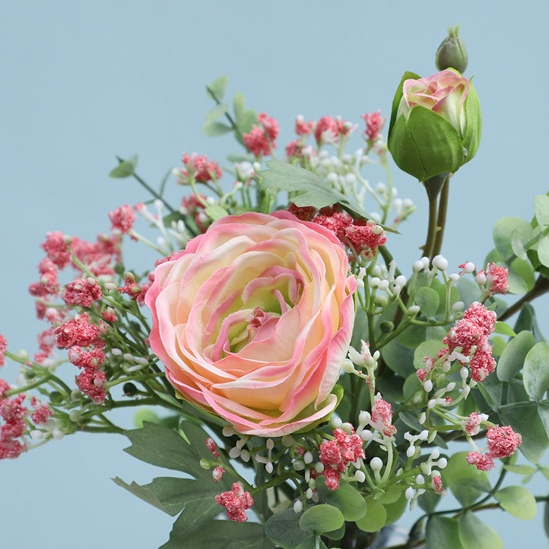 Artificial Dewy Lotus & Baby's Breath Bouquet, Faux Silk-Like Fabric Wedding Bouquet, Home & Photography Decor