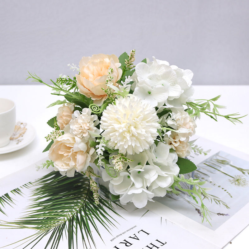 Bouquet de pivoines artificielles en vrac de 12 pouces, fleurs d'hortensia en soie, vente en gros