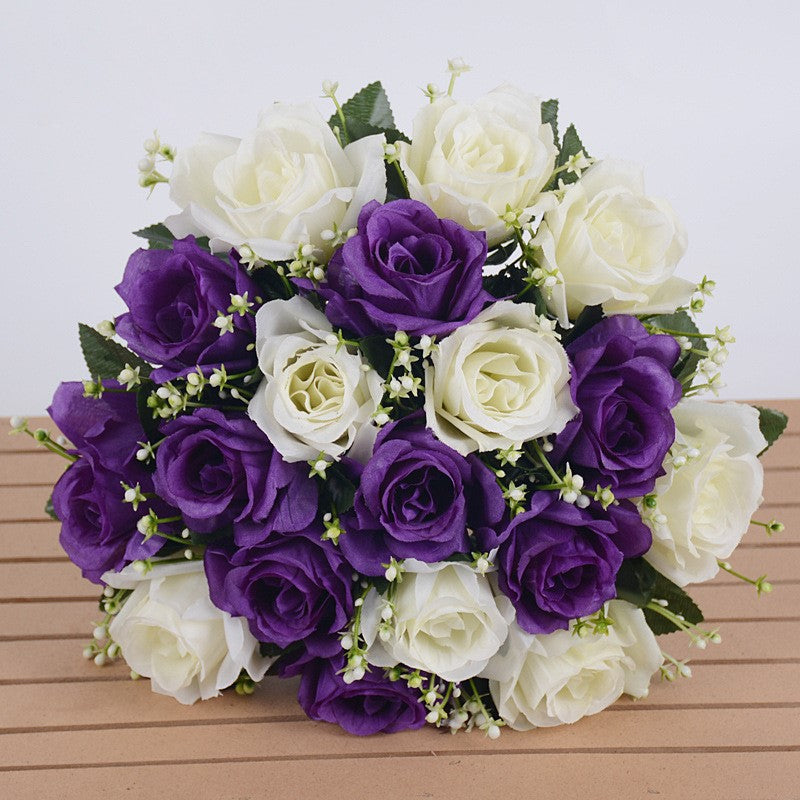 Bulk 14" Roses Bush Mixed Baby's Breath Flores artificiales al por mayor 