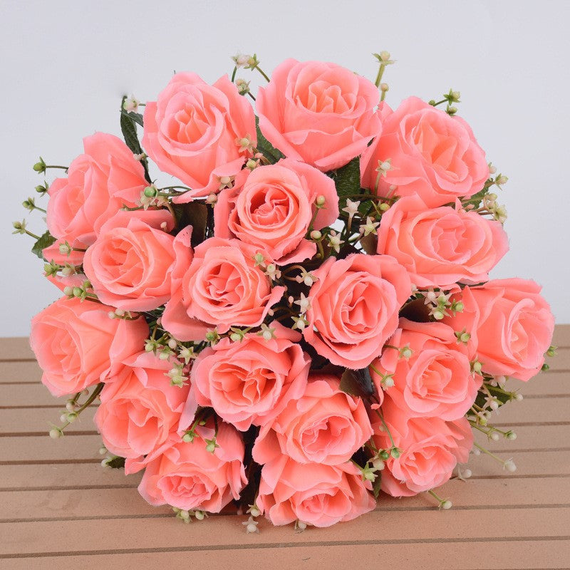 Bulk 14" Roses Bush Mixed Baby's Breath Flores artificiales al por mayor 