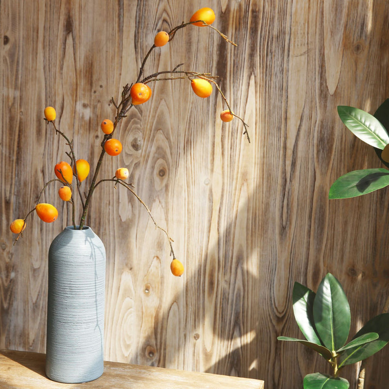 Single Stem Artificial Loquat Branch, 39" Length, 16 Blooms, Rustic Home Decor