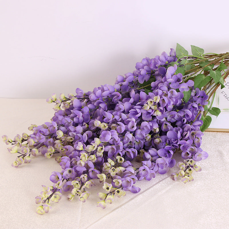 Tiges de glycine extra longues exclusives en vrac Fleurs artificielles suspendues violettes pour grands vases en gros 