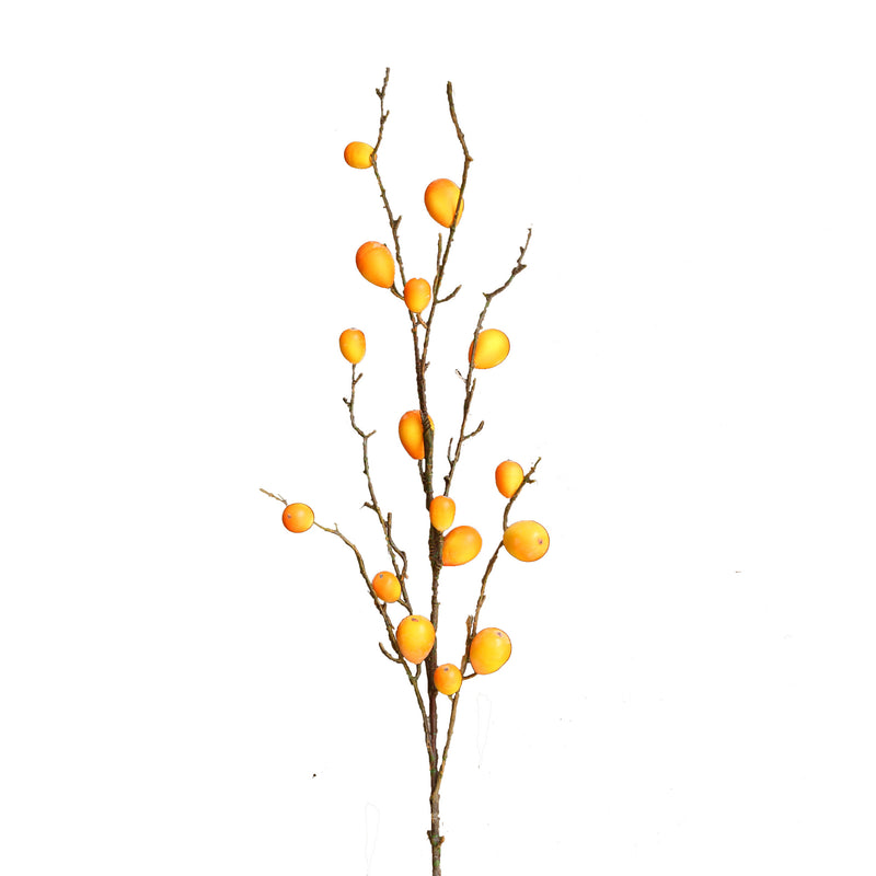 Single Stem Artificial Loquat Branch, 39" Length, 16 Blooms, Rustic Home Decor
