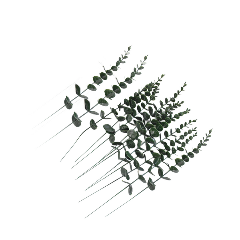 Lot de 12 feuilles d'eucalyptus artificielles en vrac, tiges, branches, toucher réel, décoration de verdure pour composition florale, bouquets de mariage, centre de table, vente en gros 
