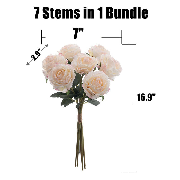 Bulk 16.9" Artificial Burnt-Edge Rose Bouquet - Fake Fall Roses for Autumn Decor, Home, Thanksgiving & Harvest Displays Wholesale