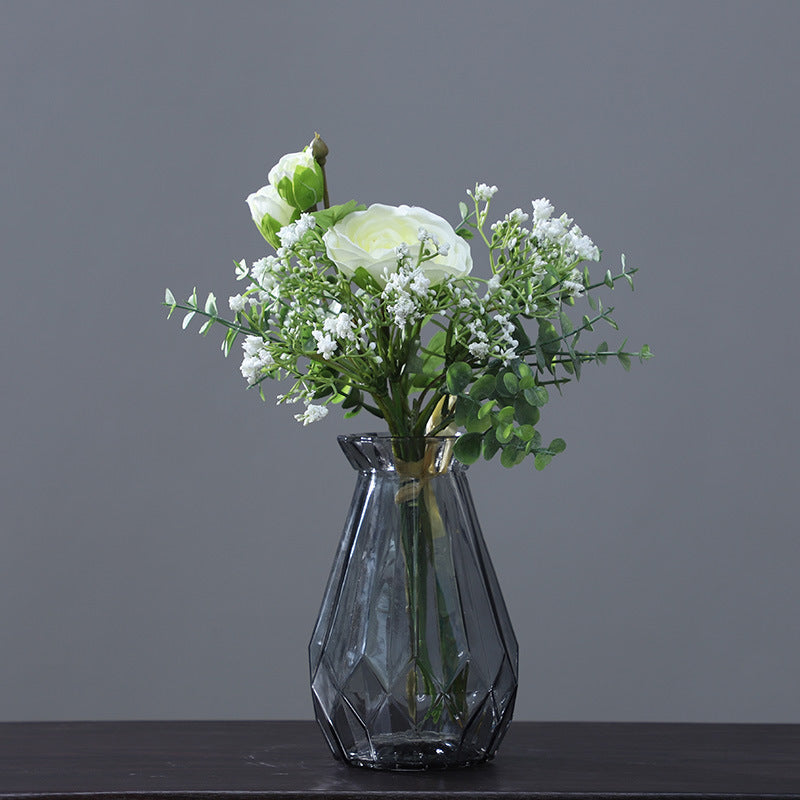Artificial Dewy Lotus & Baby's Breath Bouquet, Faux Silk-Like Fabric Wedding Bouquet, Home & Photography Decor
