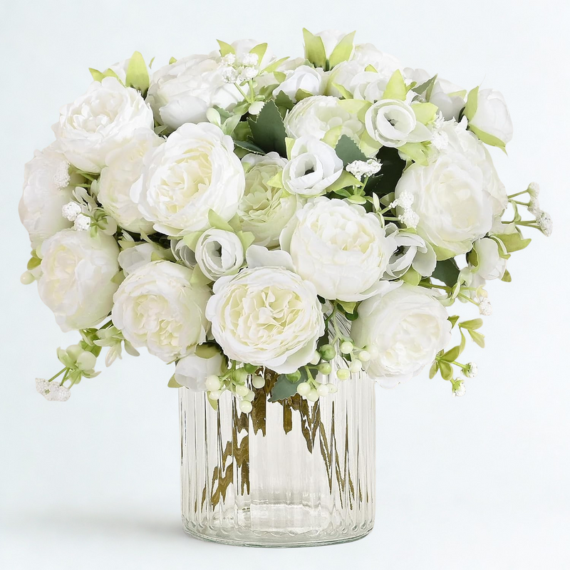 Realistic Artificial Peonies - Vibrant Pink Silk Flowers for Wedding Centerpieces & Home Decor (Easy to Assemble, Great Value, Holds Shape Well)