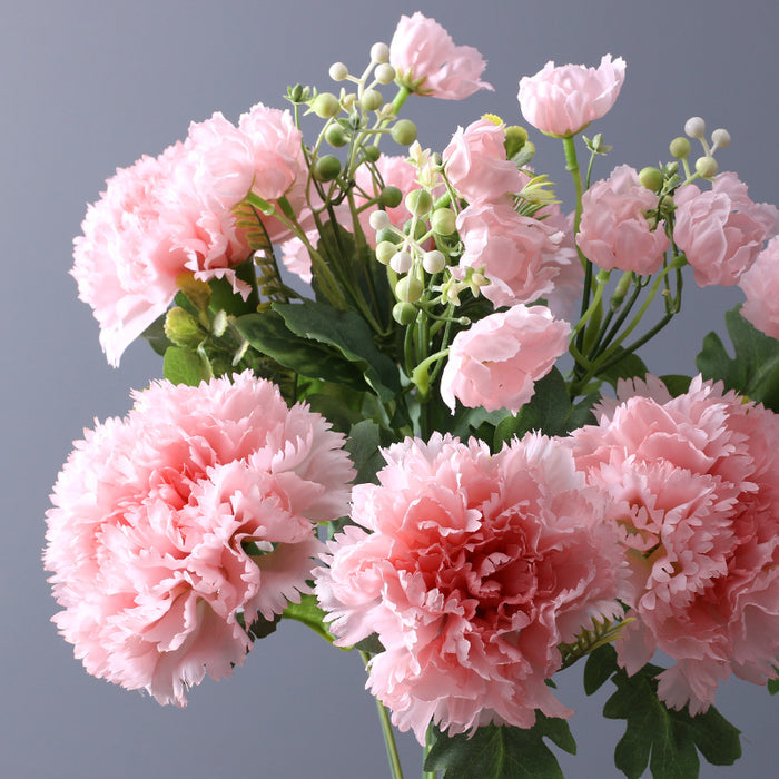 Bulk January Birth Flower Artificial Flower Silk Carnations Bush 14 Inch Wholesale