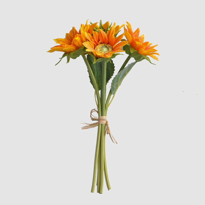 Premium Real Touch Artificial Sunflower Bouquet – 5 Lifelike Stems for Weddings, Fall & Home Decor