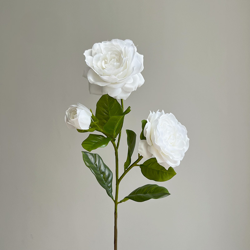 Pristine White Real Touch Gardenia Stem, 22" Tall White Flowers for Weddings & Baptism Decor