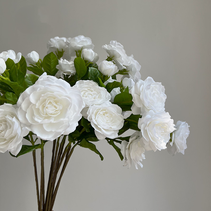 Pristine White Real Touch Gardenia Stem, 22" Tall White Flowers for Weddings & Baptism Decor