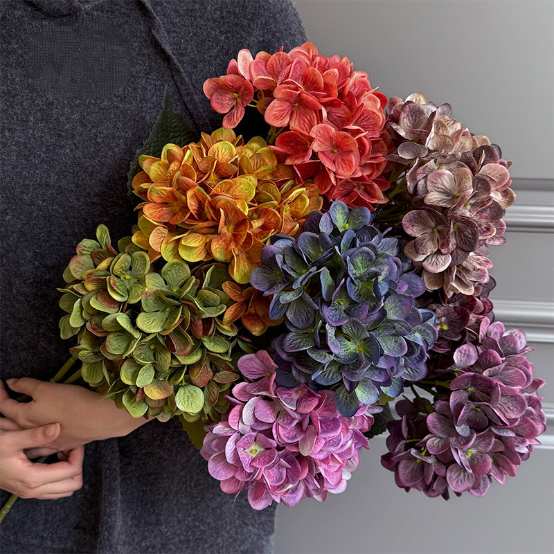 28" Large Silk Hydrangea Stem 7" Full Silk Bloom Lifelike Faux Flower for Tall Vases & Wedding Decor
