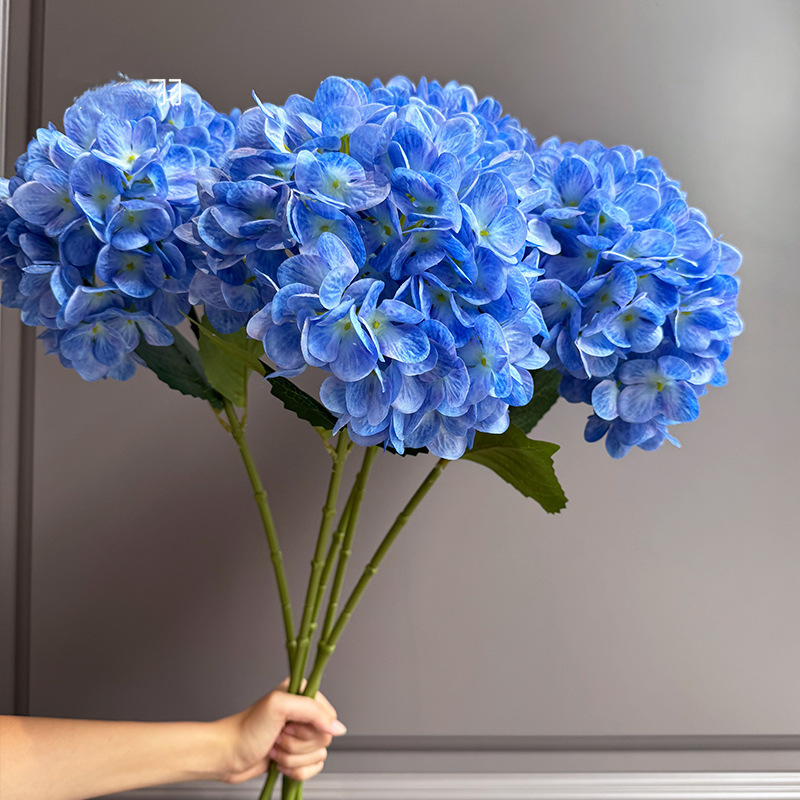 28" Large Silk Hydrangea Stem 7" Full Silk Bloom Lifelike Faux Flower for Tall Vases & Wedding Decor