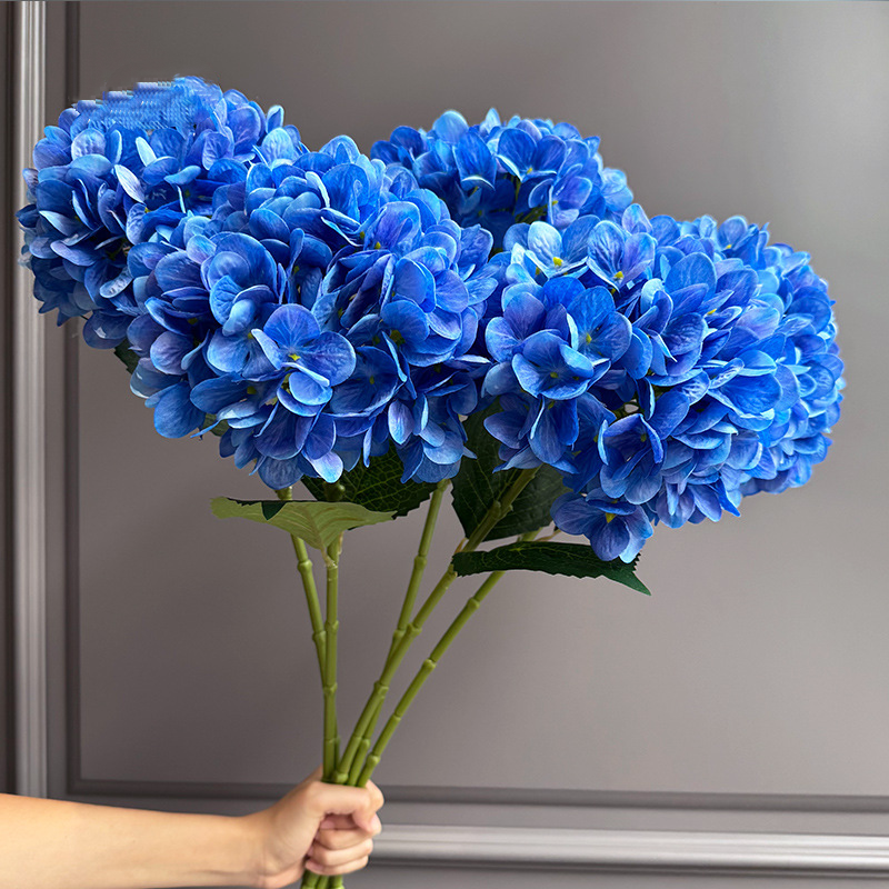 28" Large Silk Hydrangea Stem 7" Full Silk Bloom Lifelike Faux Flower for Tall Vases & Wedding Decor