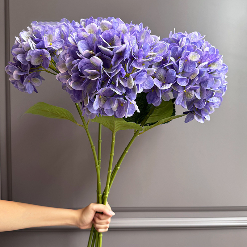 28" Large Silk Hydrangea Stem 7" Full Silk Bloom Lifelike Faux Flower for Tall Vases & Wedding Decor