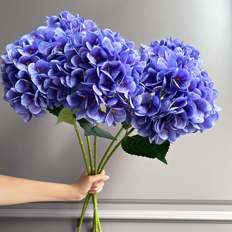 28" Large Silk Hydrangea Stem 7" Full Silk Bloom Lifelike Faux Flower for Tall Vases & Wedding Decor