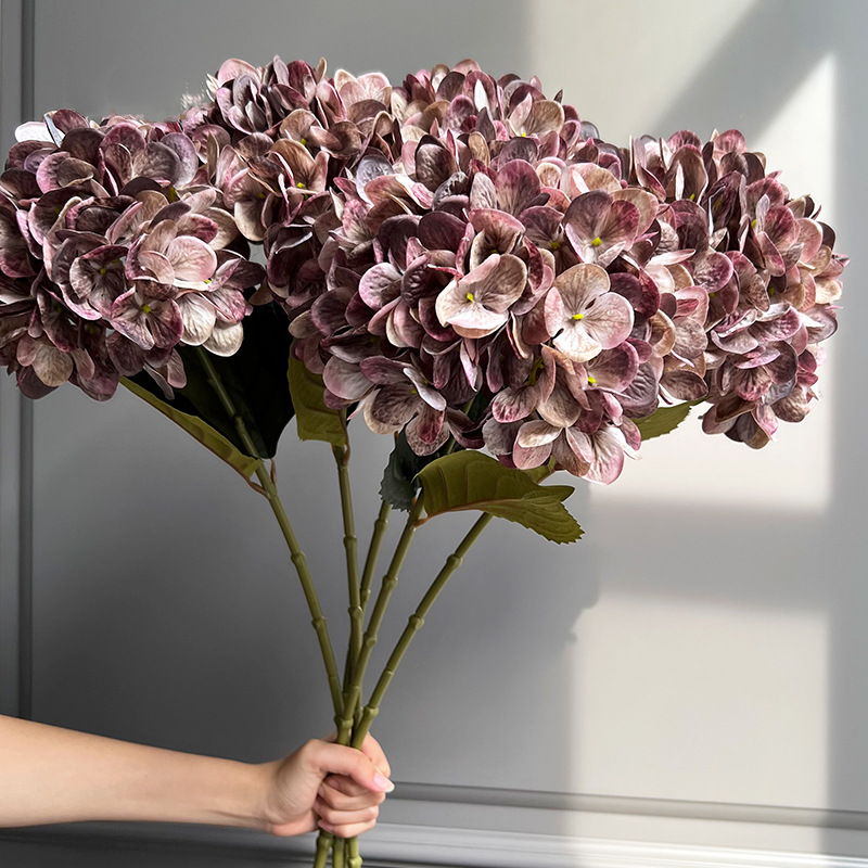 28" Large Silk Hydrangea Stem 7" Full Silk Bloom Lifelike Faux Flower for Tall Vases & Wedding Decor