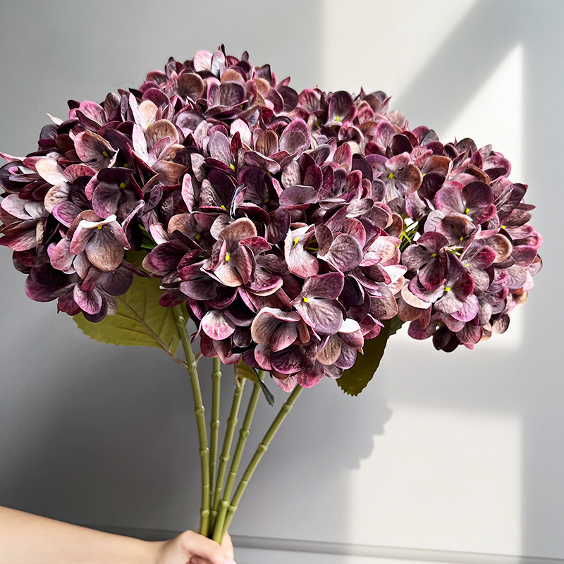 28" Large Silk Hydrangea Stem 7" Full Silk Bloom Lifelike Faux Flower for Tall Vases & Wedding Decor