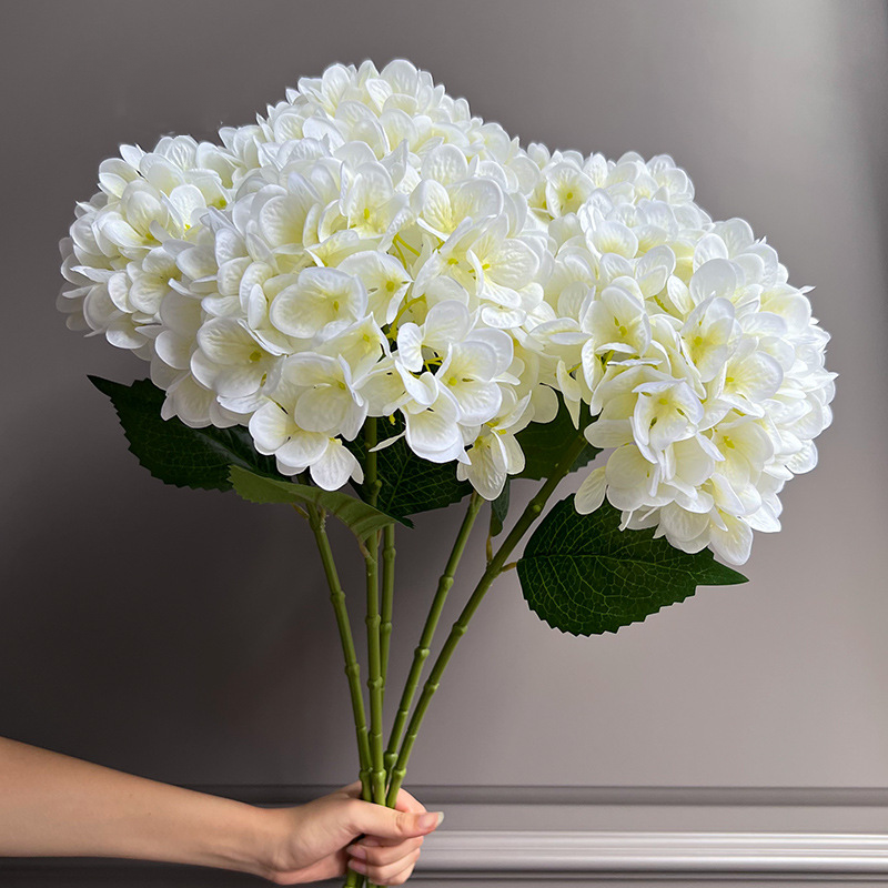 28" Large Silk Hydrangea Stem 7" Full Silk Bloom Lifelike Faux Flower for Tall Vases & Wedding Decor