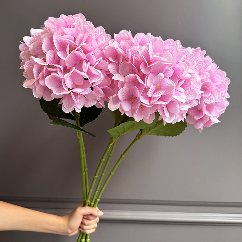 28" Large Silk Hydrangea Stem 7" Full Silk Bloom Lifelike Faux Flower for Tall Vases & Wedding Decor