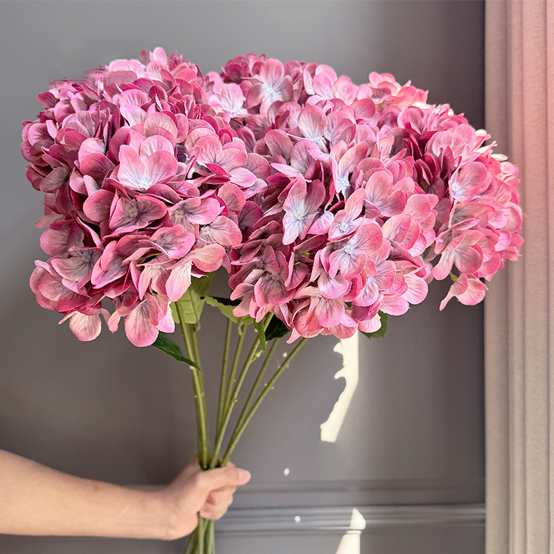 28" Large Silk Hydrangea Stem 7" Full Silk Bloom Lifelike Faux Flower for Tall Vases & Wedding Decor