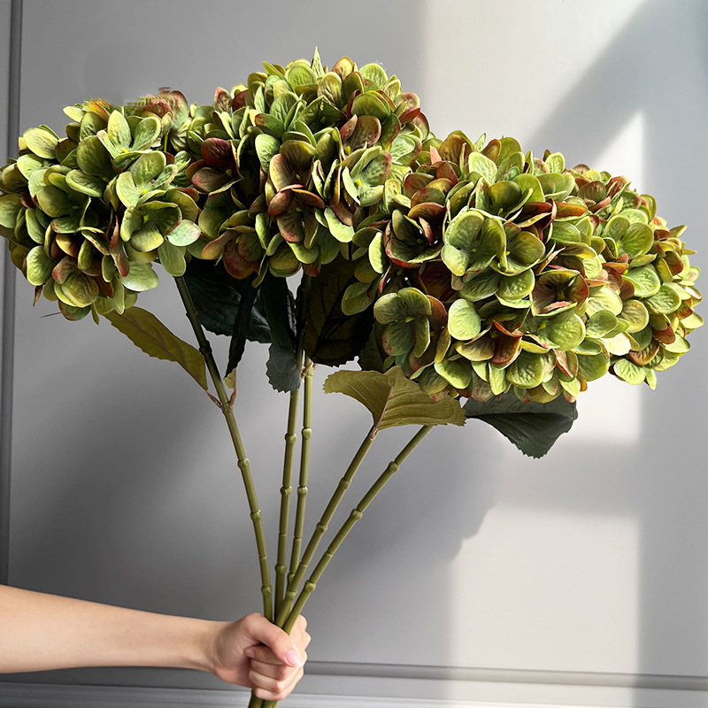 28" Large Silk Hydrangea Stem 7" Full Silk Bloom Lifelike Faux Flower for Tall Vases & Wedding Decor