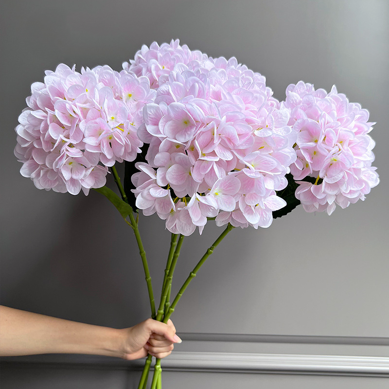 28" Large Silk Hydrangea Stem 7" Full Silk Bloom Lifelike Faux Flower for Tall Vases & Wedding Decor