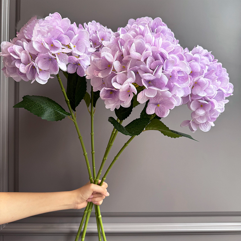 28" Large Silk Hydrangea Stem 7" Full Silk Bloom Lifelike Faux Flower for Tall Vases & Wedding Decor