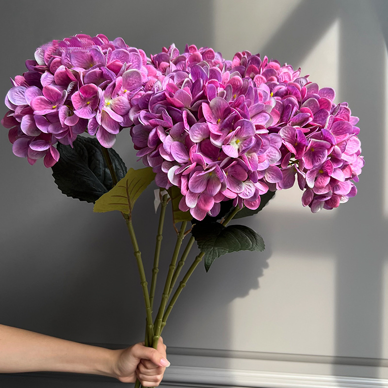 28" Large Silk Hydrangea Stem 7" Full Silk Bloom Lifelike Faux Flower for Tall Vases & Wedding Decor