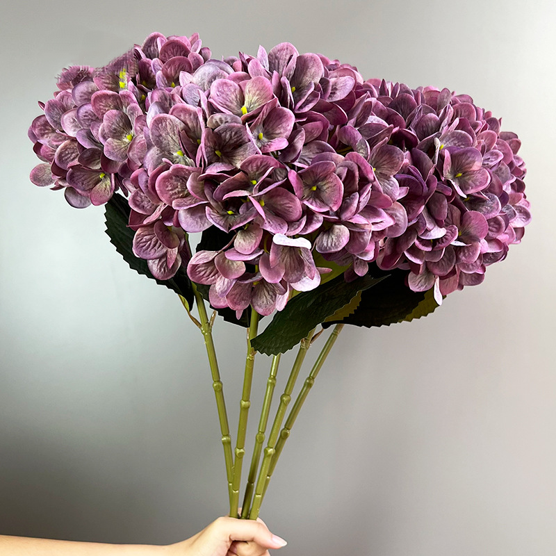 28" Large Silk Hydrangea Stem 7" Full Silk Bloom Lifelike Faux Flower for Tall Vases & Wedding Decor