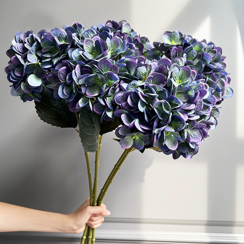 28" Large Silk Hydrangea Stem 7" Full Silk Bloom Lifelike Faux Flower for Tall Vases & Wedding Decor