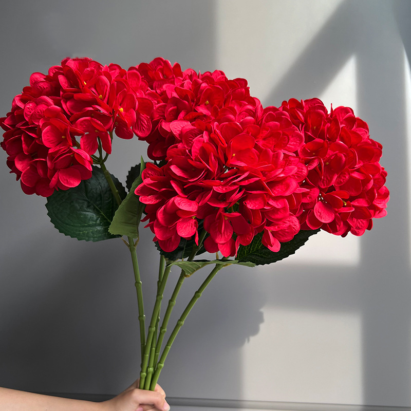 28" Large Silk Hydrangea Stem 7" Full Silk Bloom Lifelike Faux Flower for Tall Vases & Wedding Decor