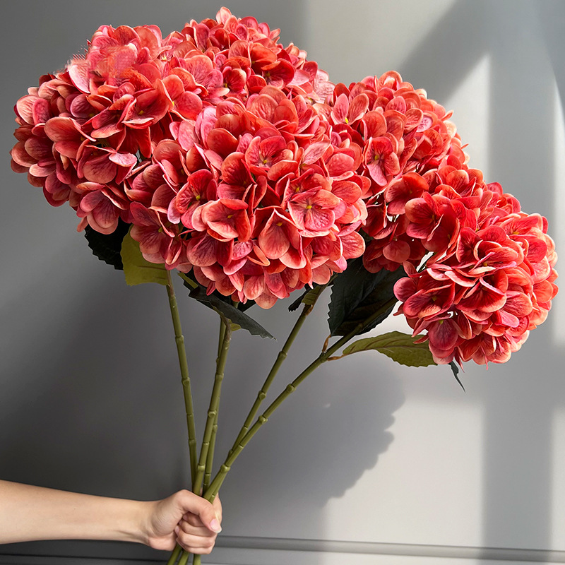 28" Large Silk Hydrangea Stem 7" Full Silk Bloom Lifelike Faux Flower for Tall Vases & Wedding Decor