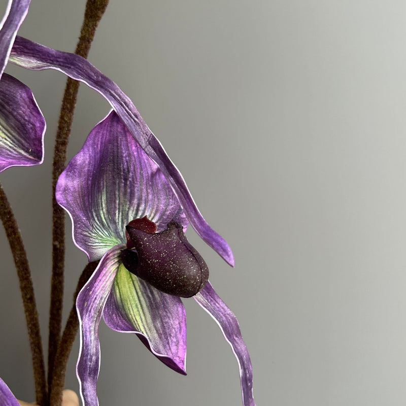 19" Tall Real Touch Lady Slipper Orchid Stem for Modern Home Decor, Vase Arrangements, DIY Wedding Bouquets