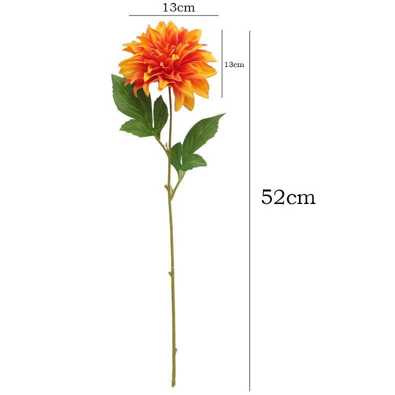 Bulk 8 Pcs Sunset Orange Faux Dahlia Stems, 21" Tall Silk Flowers for Fall Wedding & Home Vase Decor — Vase Not Included