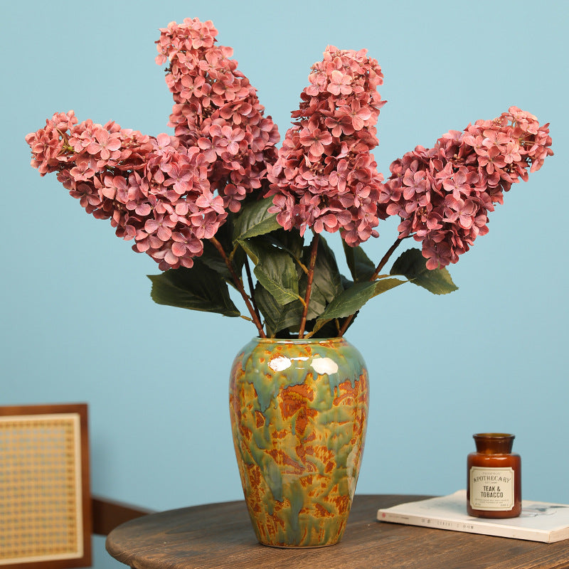Bulk 4 Pcs 33" Tall Faux Panicle Hydrangea Stems Extra Long Silk Flowers for Floor Vases, Fall Home Decor & Wedding Centerpieces