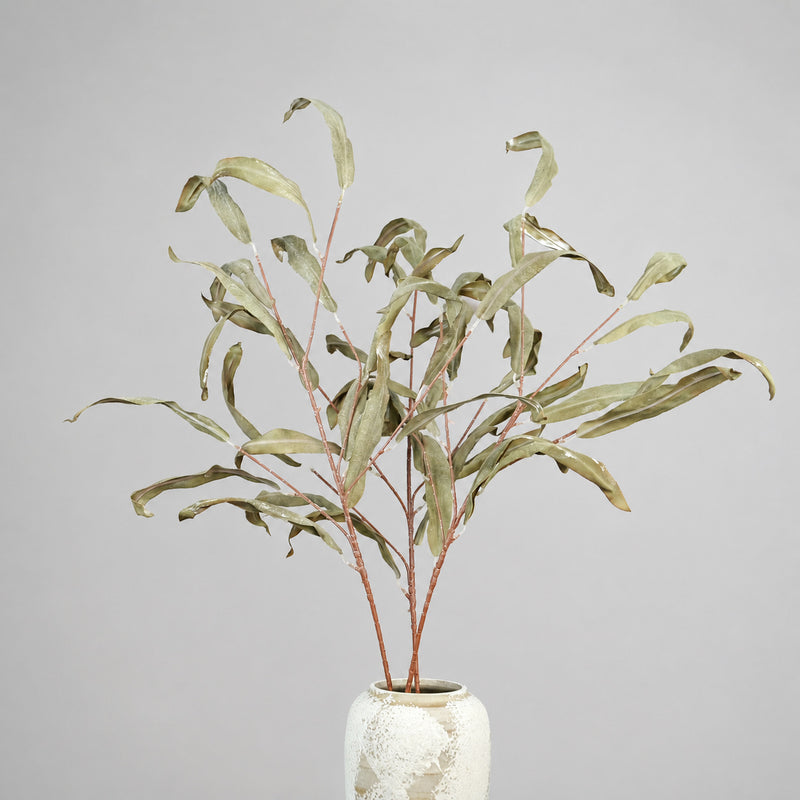 3Pcs 35" Wabi-Sabi Mango Foliage Stems Flocked Branches for a Serene, Earthy Vase Display & Whimsical Tablescapes