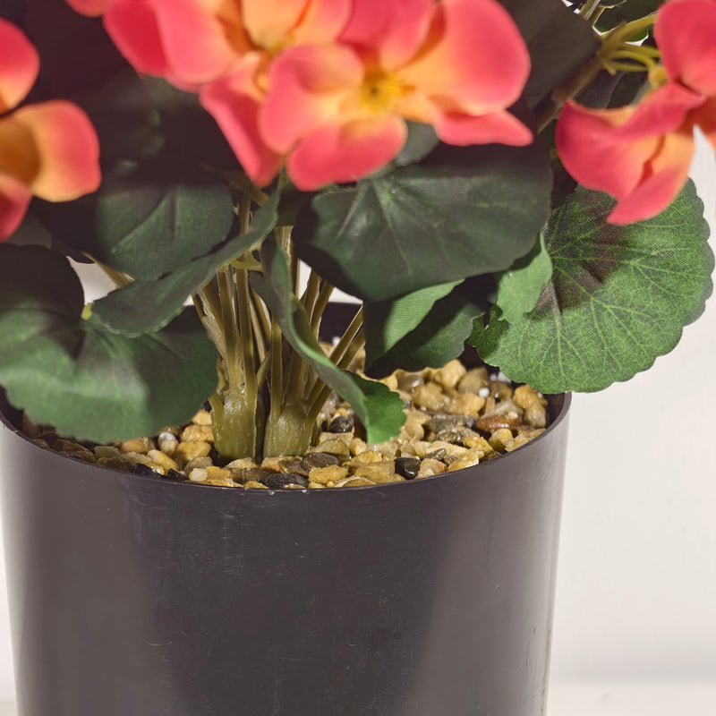 Bulk 12" Potted Faux Geranium Plant,  Realistic Sunset Geraniums in Pot, Artificial Sunset Flowers for Fall Home Decor, Autumn Tabletop Centerpiece