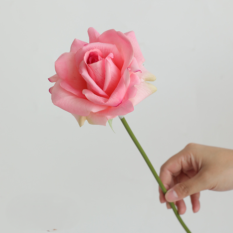 Real Touch Single Rose Stem – 14" Lifelike Faux Flower with 5" Full Bloom, Luxury Artificial Rose for Wedding Bouquets, Vases, Centerpieces & DIY Floral Arrangements